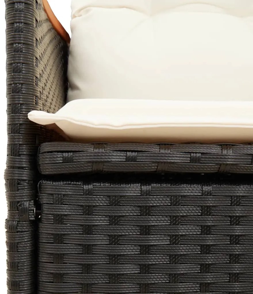 3 pcs conjunto de bistrô com almofadões vime PE preto