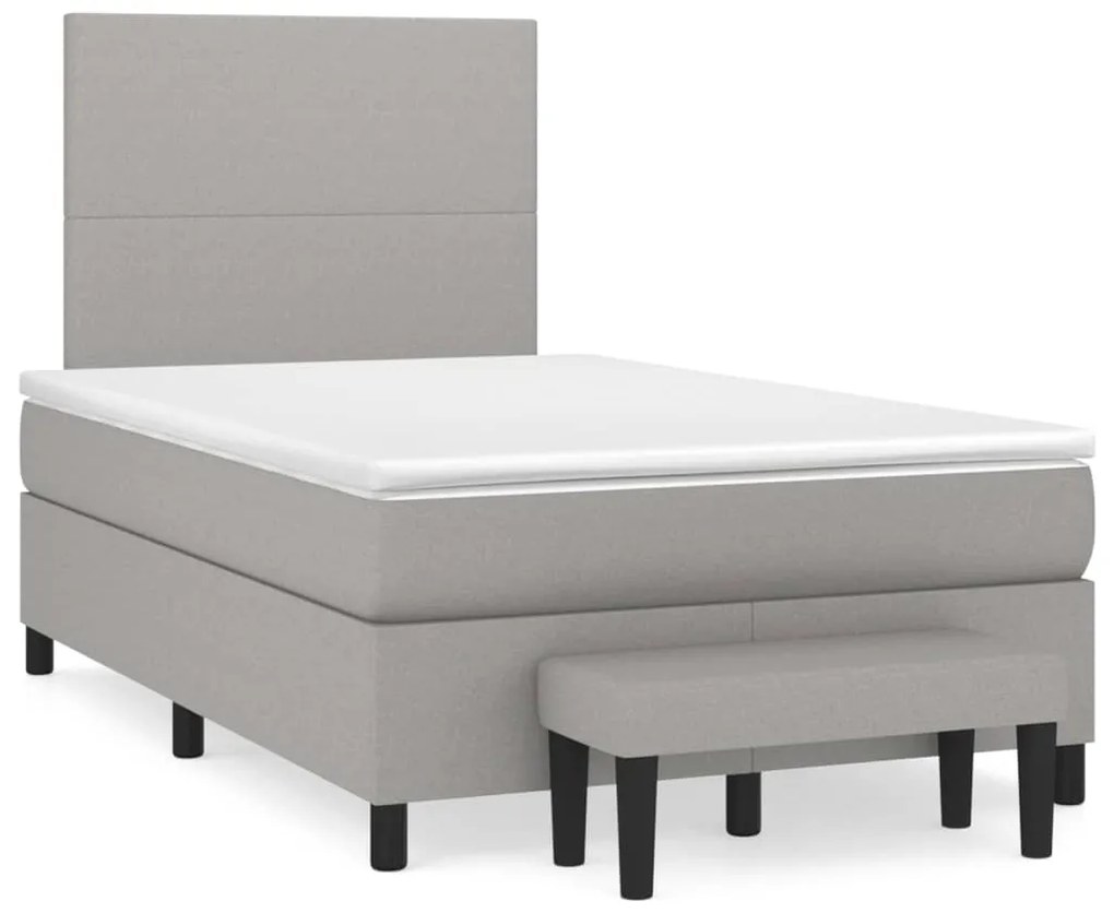vidaXL Cama boxspring com colchão 120x190 cm tecido cinzento-claro