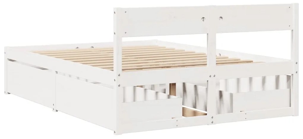 Cama sem colchão 120x190 cm madeira de pinho maciça branco