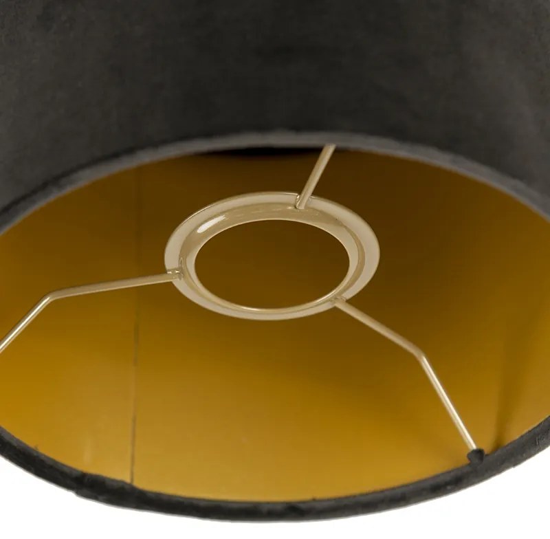 Abajur de veludo preto 18/18/14 com interior dourado