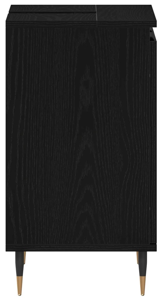 Armário de Pia de Banheiro Carvalho Preto 58x33x60 cm Madeira Engenhei