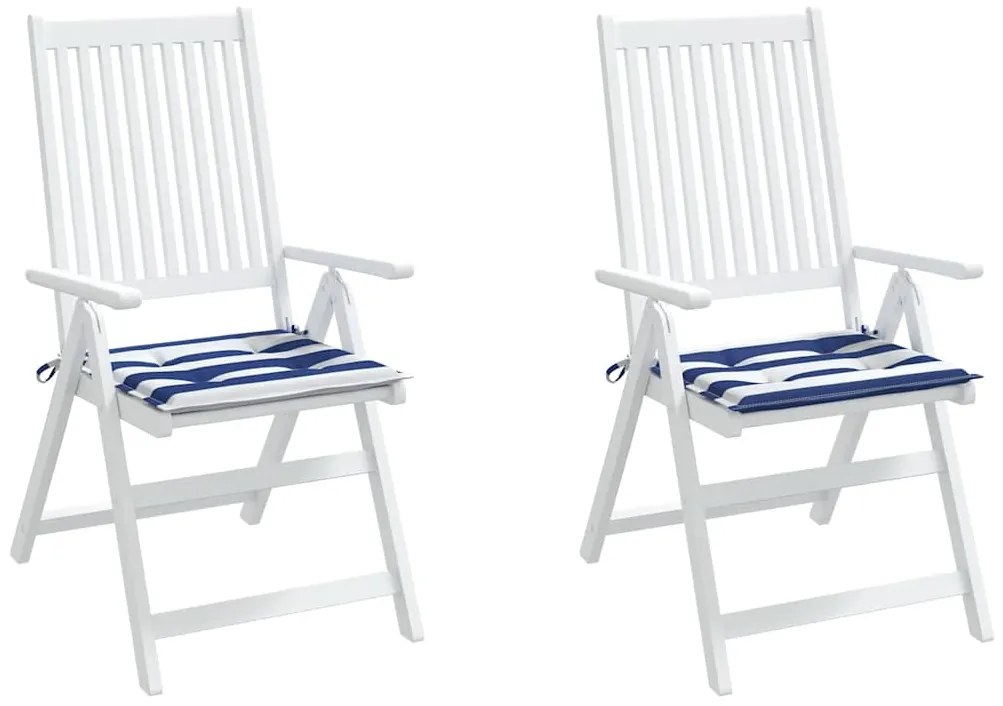 Almofadões p/ cadeira 2pcs 40x40x4 cm tecido riscas azul/branco