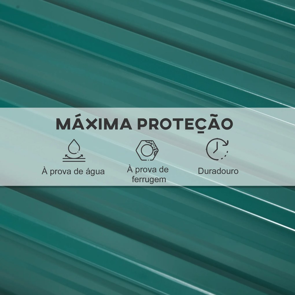 Conjunto de 12 Painéis para Teto de Aço Galvanizado Chapas Perfiladas de Teto 7m² para Abrigo de Ferramentas 129x45cm Verde