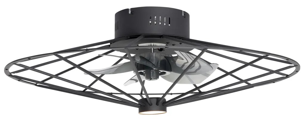 Ventilador de teto preto 62cm incl. LED regulável com controle remoto - Yaran Design