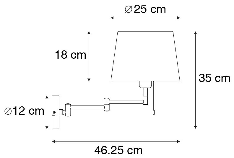 Candeeiro de parede em bronze com cúpula branca e braço ajustável - Ladas Deluxe Moderno