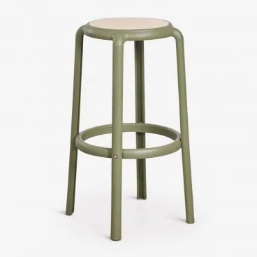 Pack De 2 Bancos Altos Omara Verde Azeitona Intenso & ↑75 Cm - Sklum