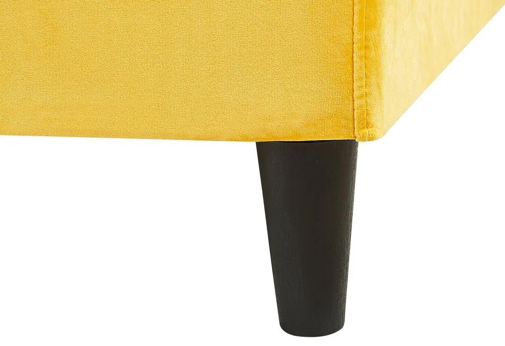 Cama de casal em veludo amarelo 180 x 200 cm FITOU Beliani