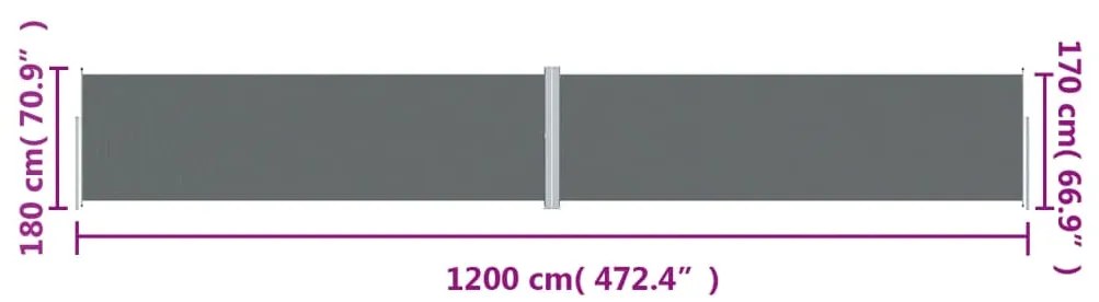 Toldo lateral retrátil 180x1200 cm antracite