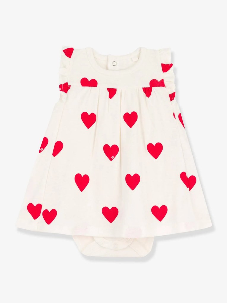 Conjunto vestido + body, em algodão bio, da Petit Bateau branco