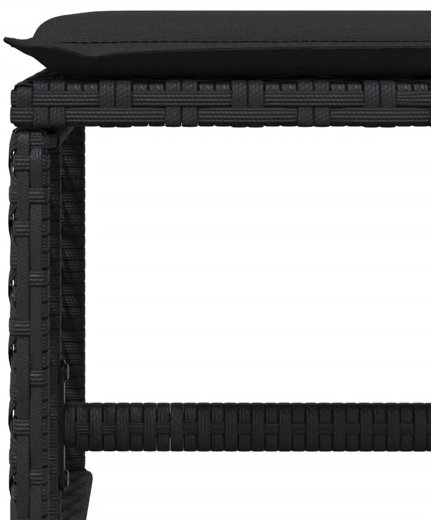 9 pcs conjunto de jantar p/ jardim c/ almofadões vime PE preto