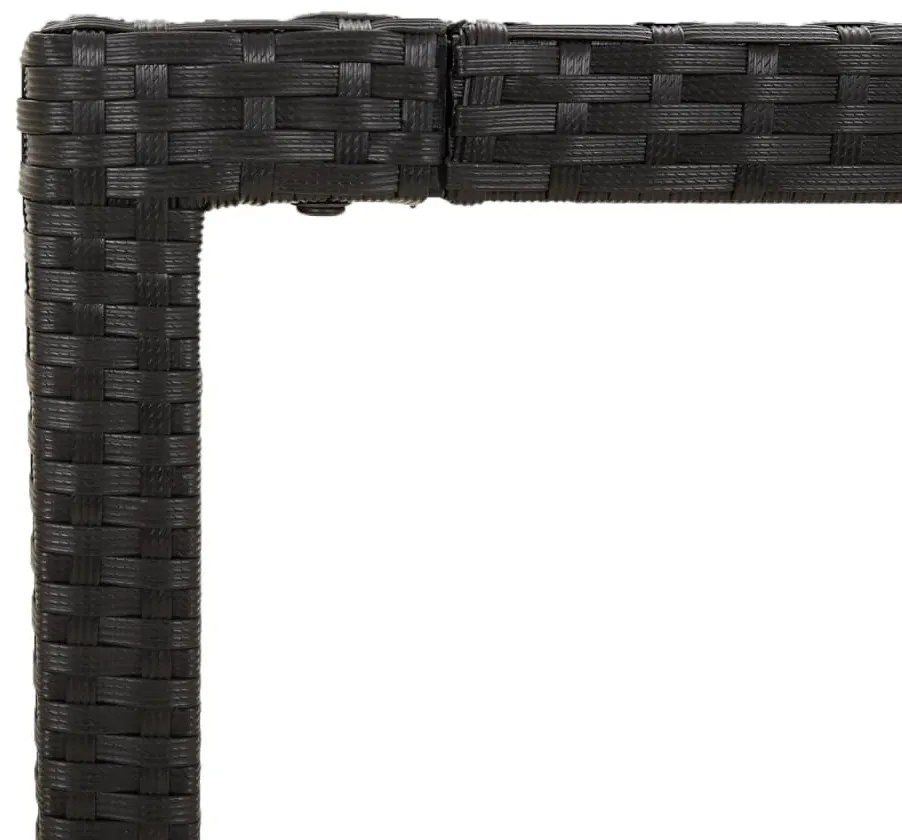 Mesa de jardim com tampo de madeira 190x90x75 cm vime PE preto