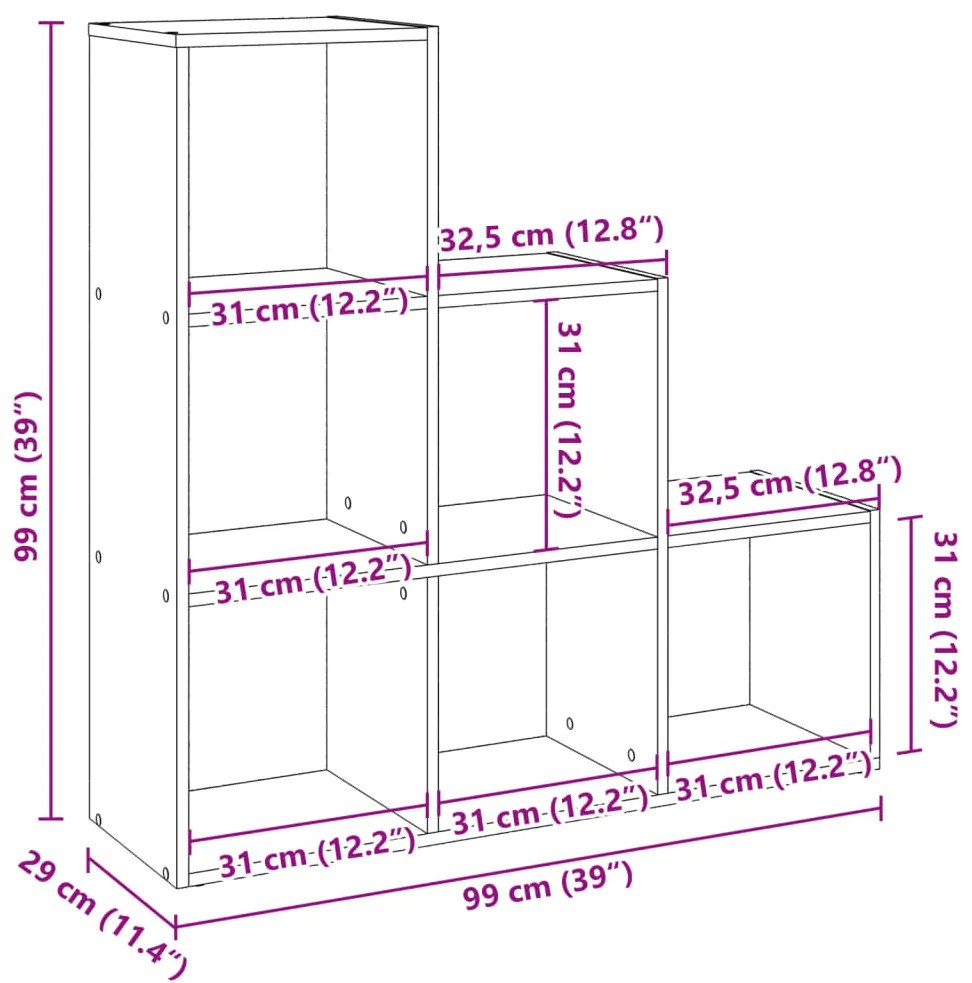 Estante divisória 3 níveis 99x29x99 cm derivados madeira branco
