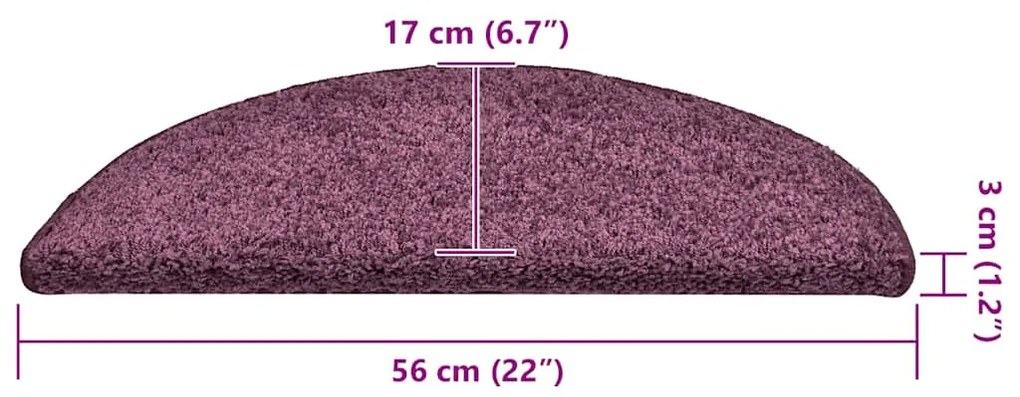 Tapetes de escada 30 pcs 56x17x3 cm roxo-escuro