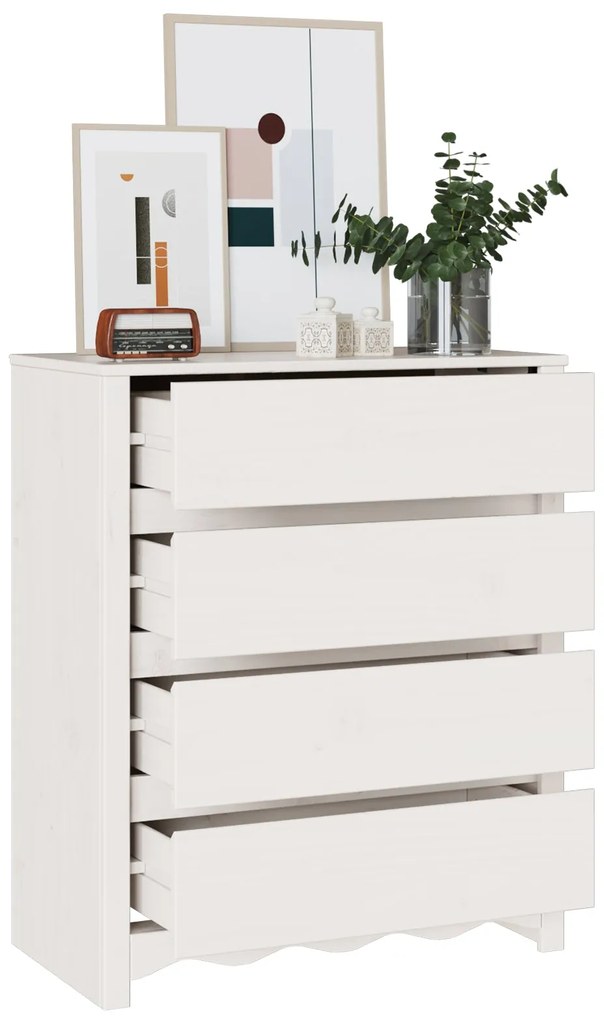 Cômoda vidaXL "DRAMMEN" Branca 76,5x40x91 cm Madeira Sólida de Pinho
