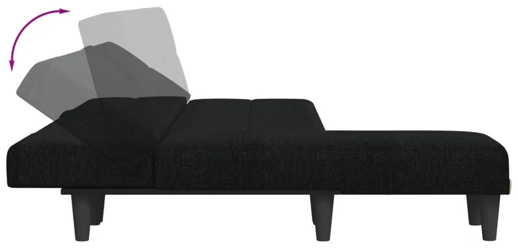 Sofá-cama em forma de L 279x140x70 cm tecido preto