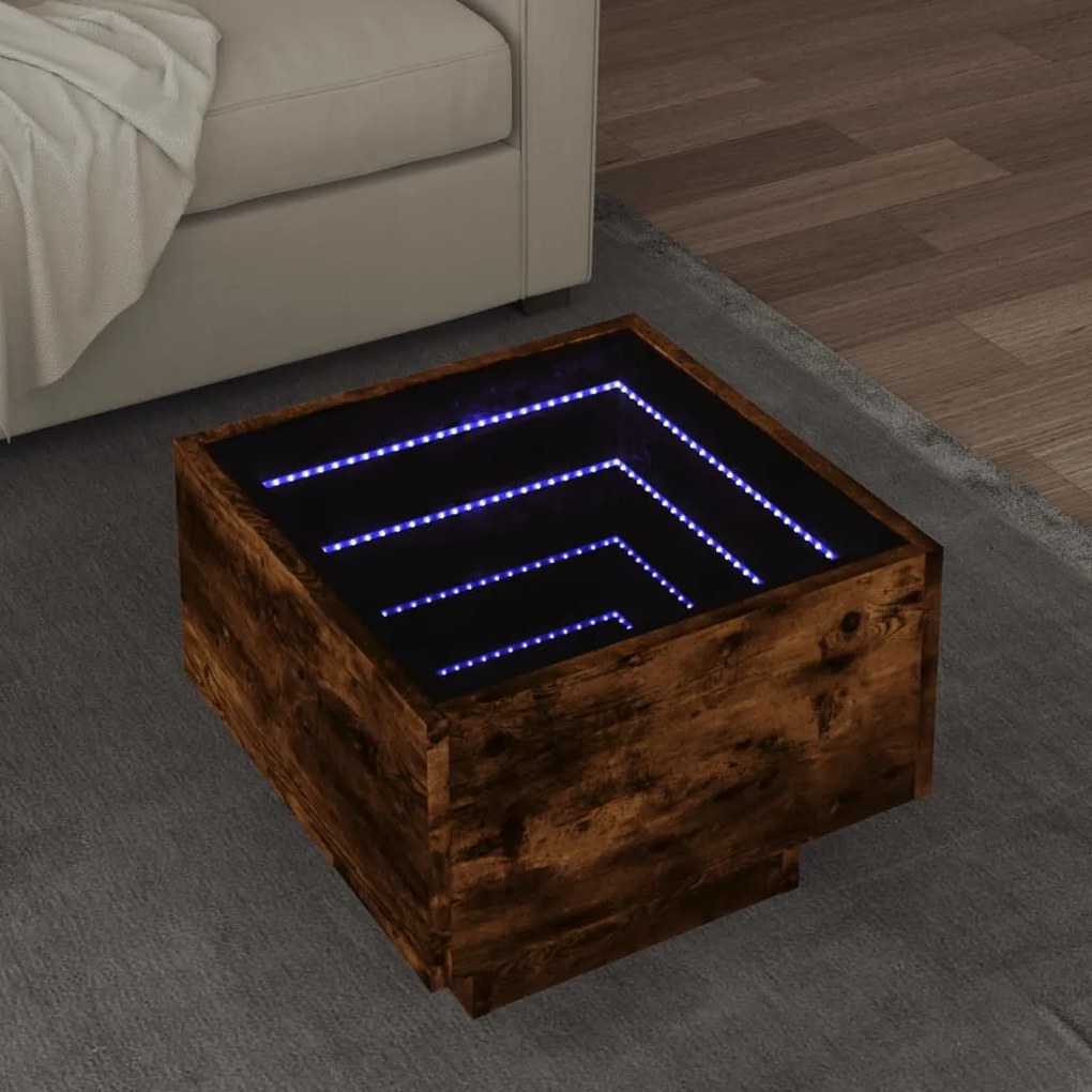 Mesa de apoio c/ LEDs 40x40x30 cm derivados de madeira
