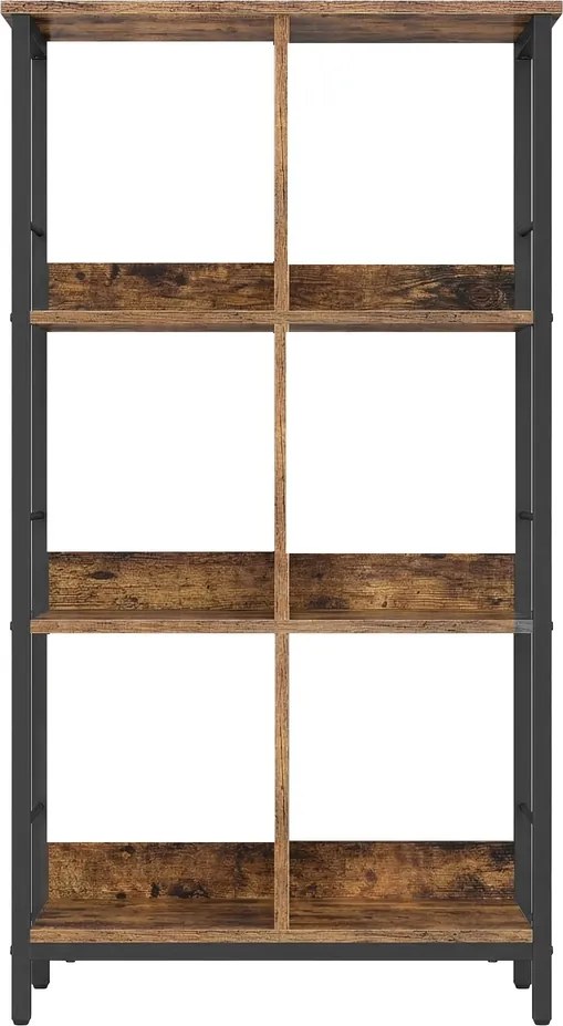 Estante com 3 níveis e 6 compartimentos 30 x 60 x 114 cm castanho-preto