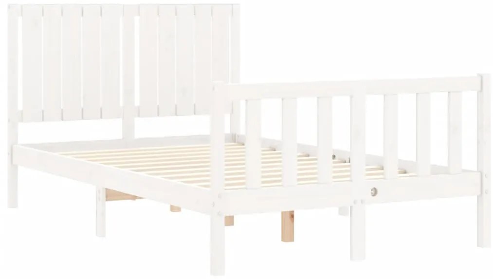 Estrutura de cama de casal c/ cabeceira madeira maciça branco