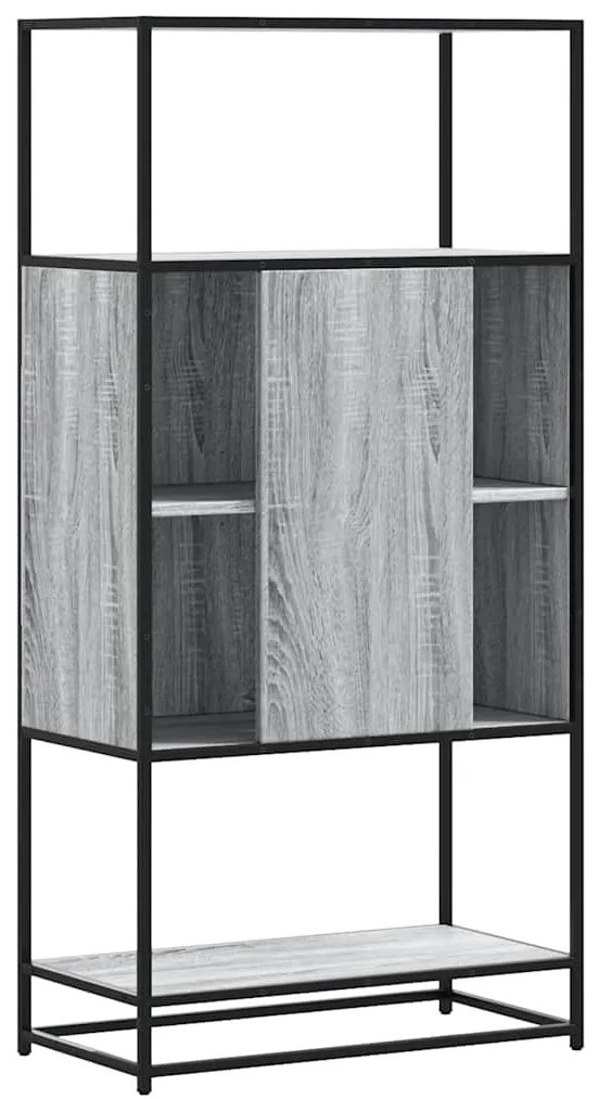 Armário alto 68x35x139 cm madeira e metal cinza sonoma