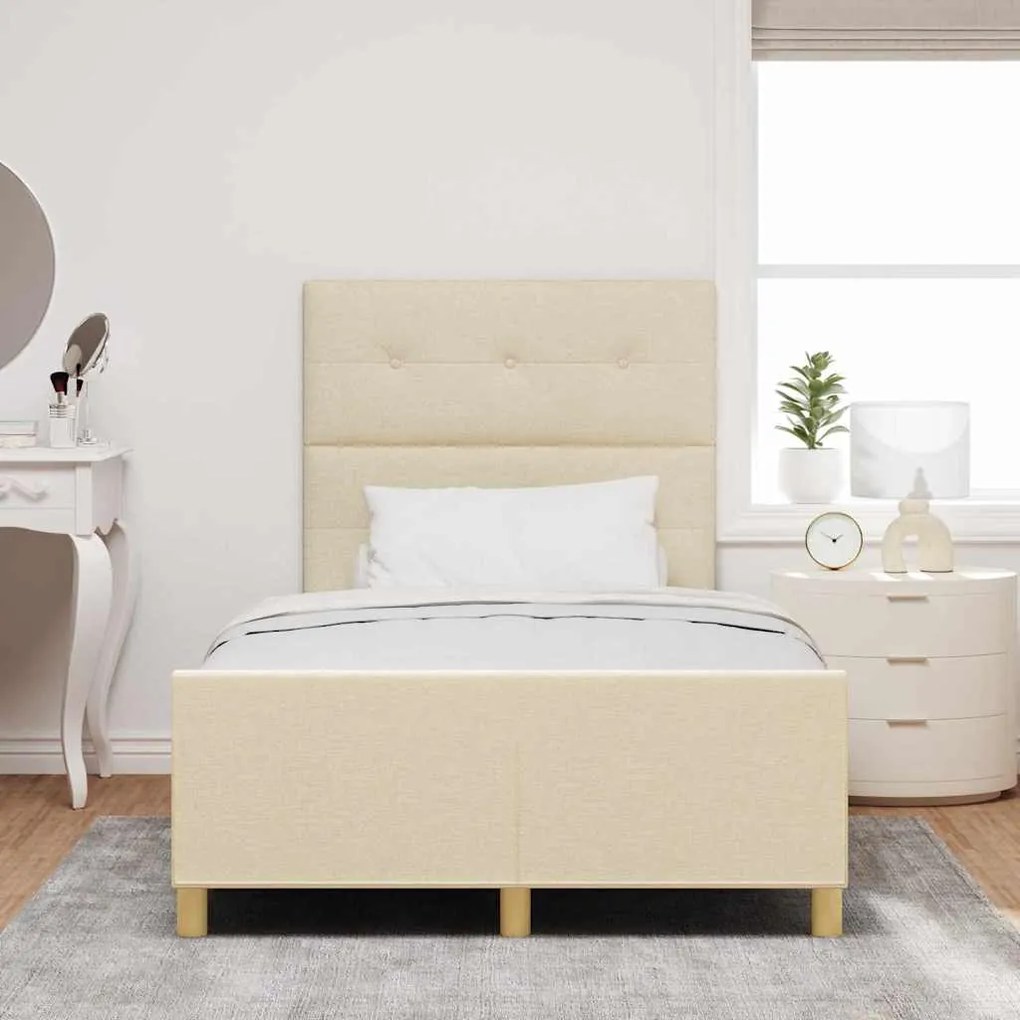 Cama vidaXL Creme 120x200 cm em Tecido