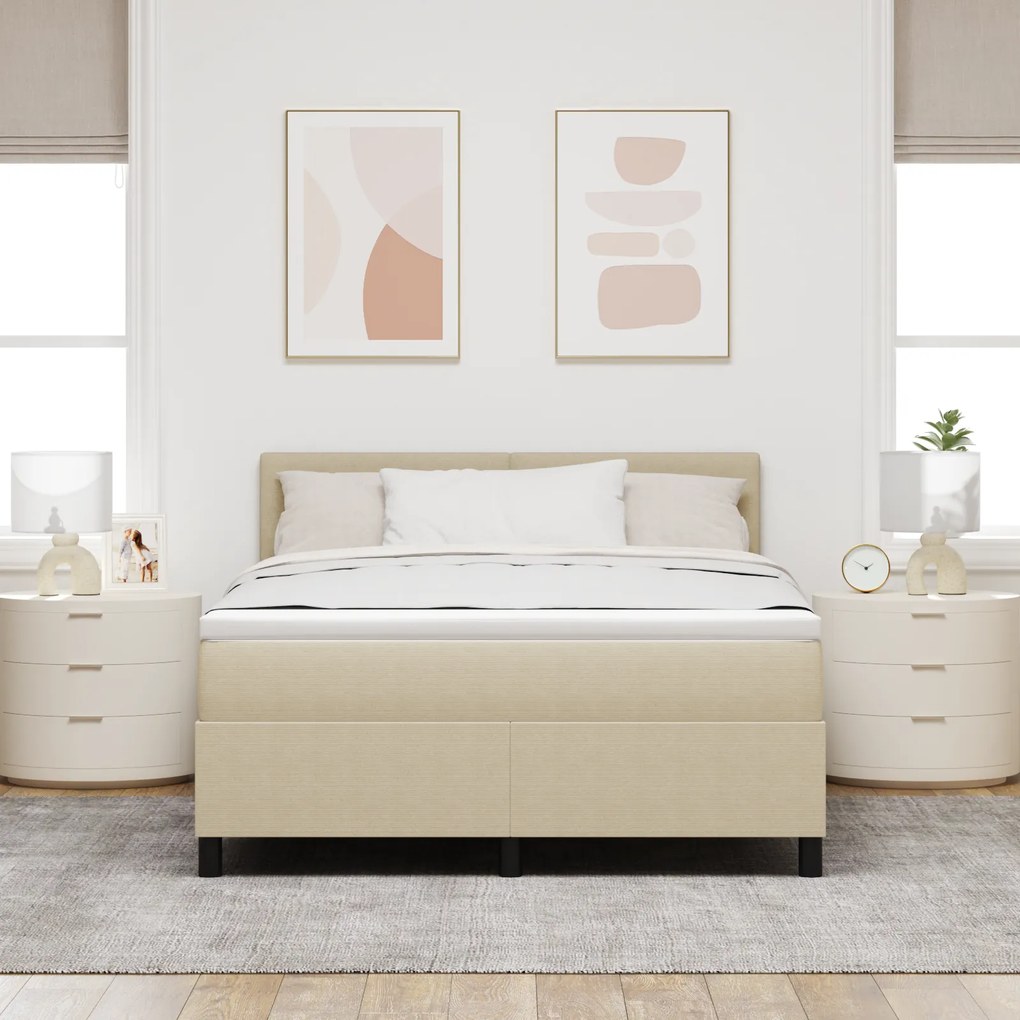 Cama Box Spring com Colchão Verde Claro Cinza 140x200 cm Tecido de Vel