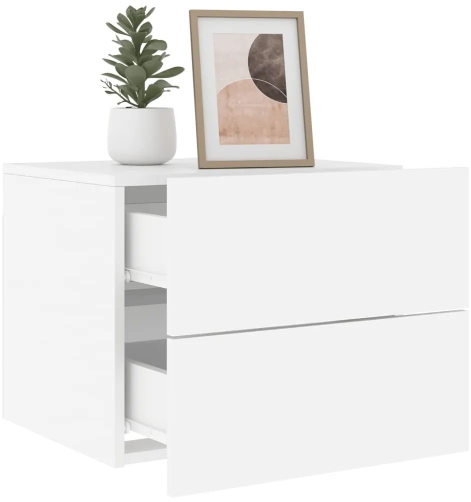 Mesa de cabeceira de parede com luzes LED branco