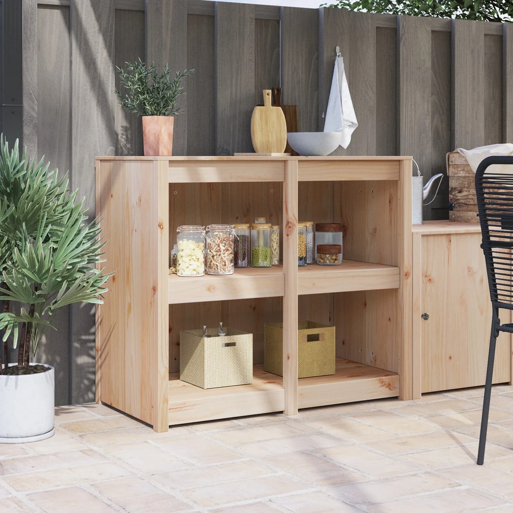 vidaXL Armário de Cozinha ao Ar Livre 106x55x92 cm Madeira de Pinho Maciça