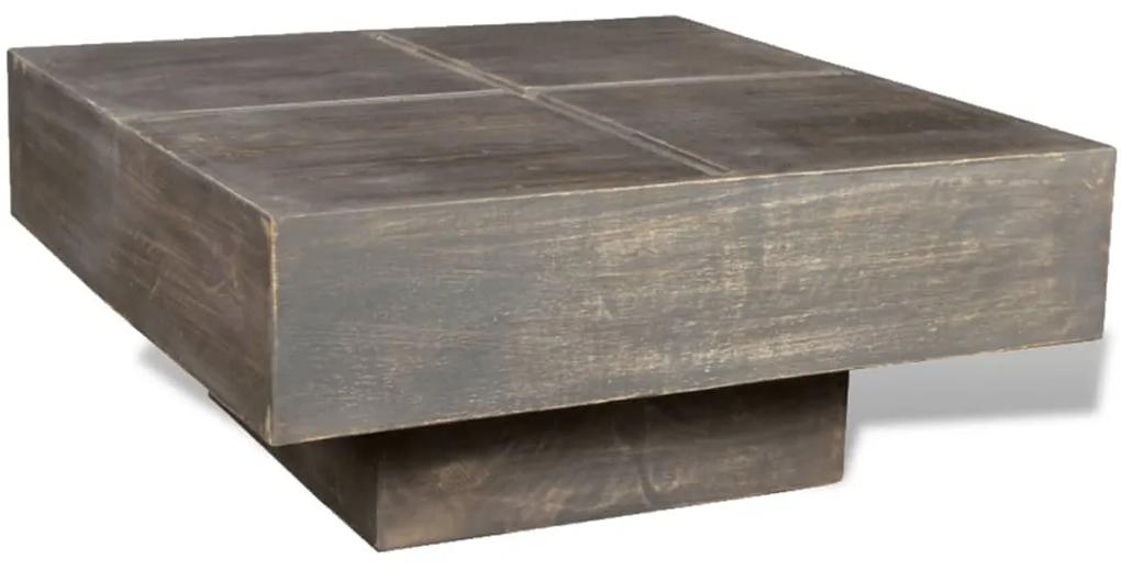 Mesa de centro quadrada em madeira de mangueira castanho escuro