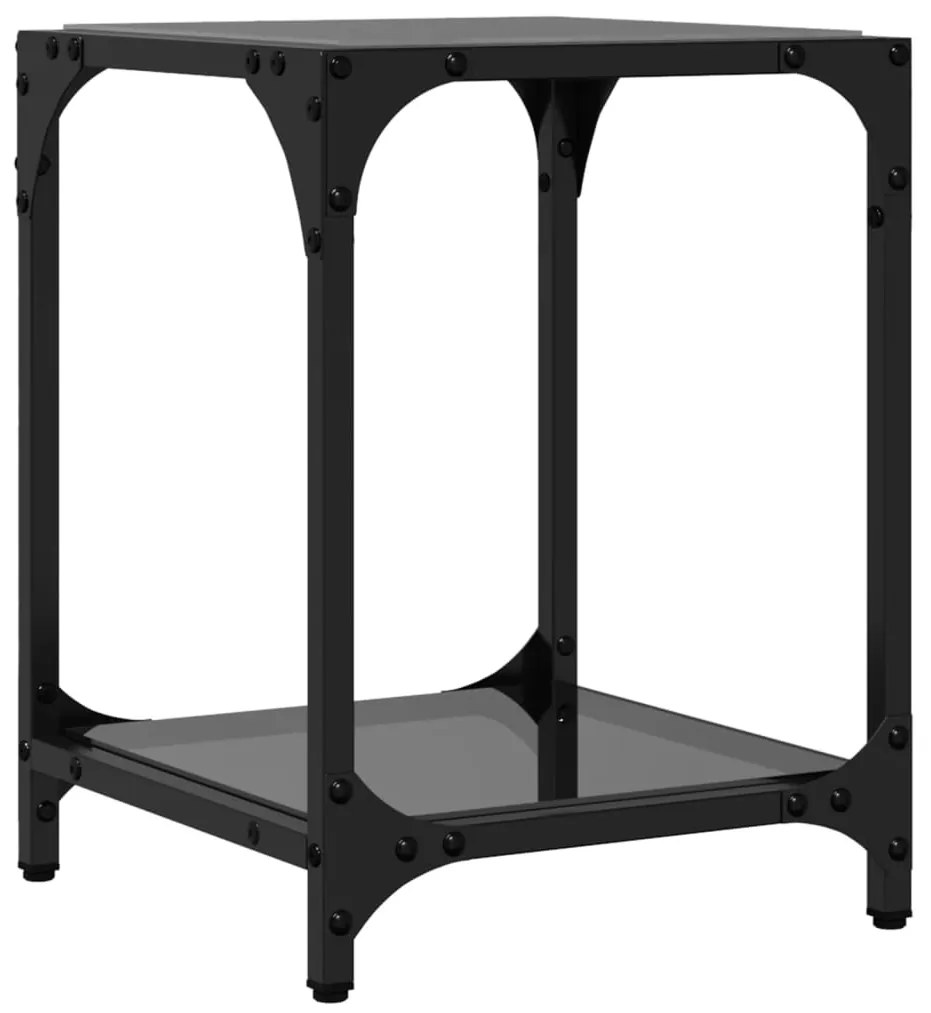 Mesas de centro c/ topo em vidro preto 2 pcs 30x30x40 cm aço