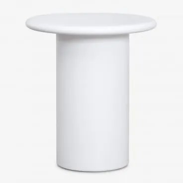 Mesa De Cabeceira Ø45 Cm Em Cimento Namara Branco - Sklum