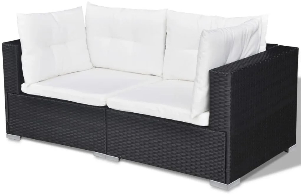 10 pcs conjunto lounge de jardim c/ almofadões vime PE preto