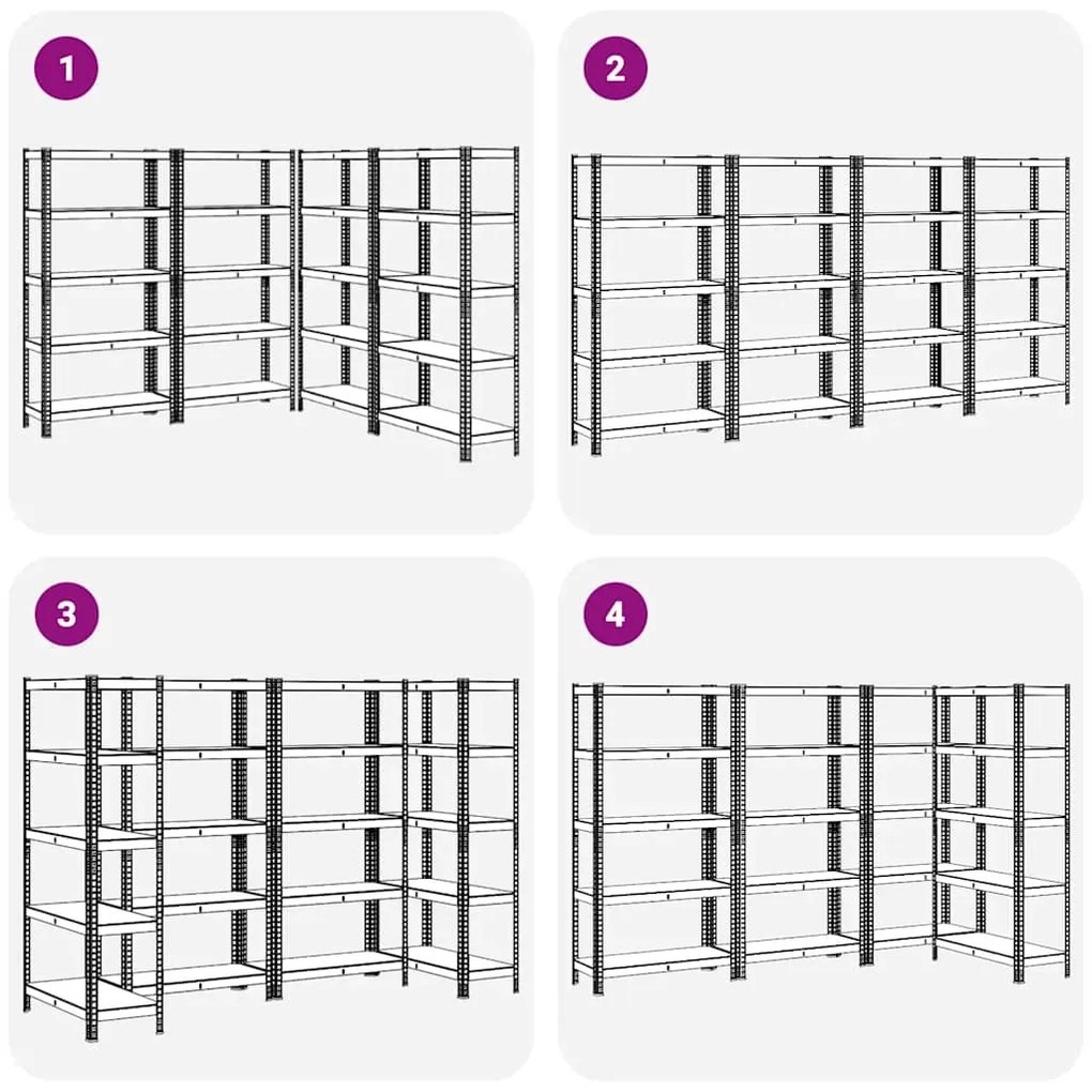 Prateleiras de armazenamento de 5 camadas 4 pcs aço azul