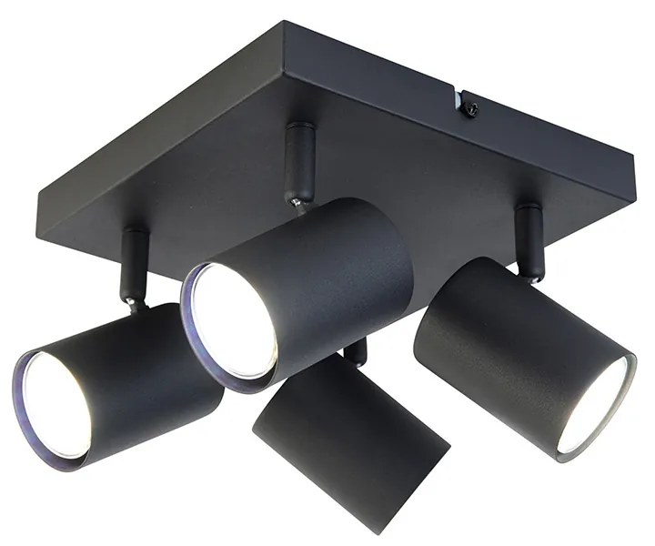 LED Candeeiro de teto inteligente quadrado preto com 4 GU10 Wi-Fi - Jeana Moderno