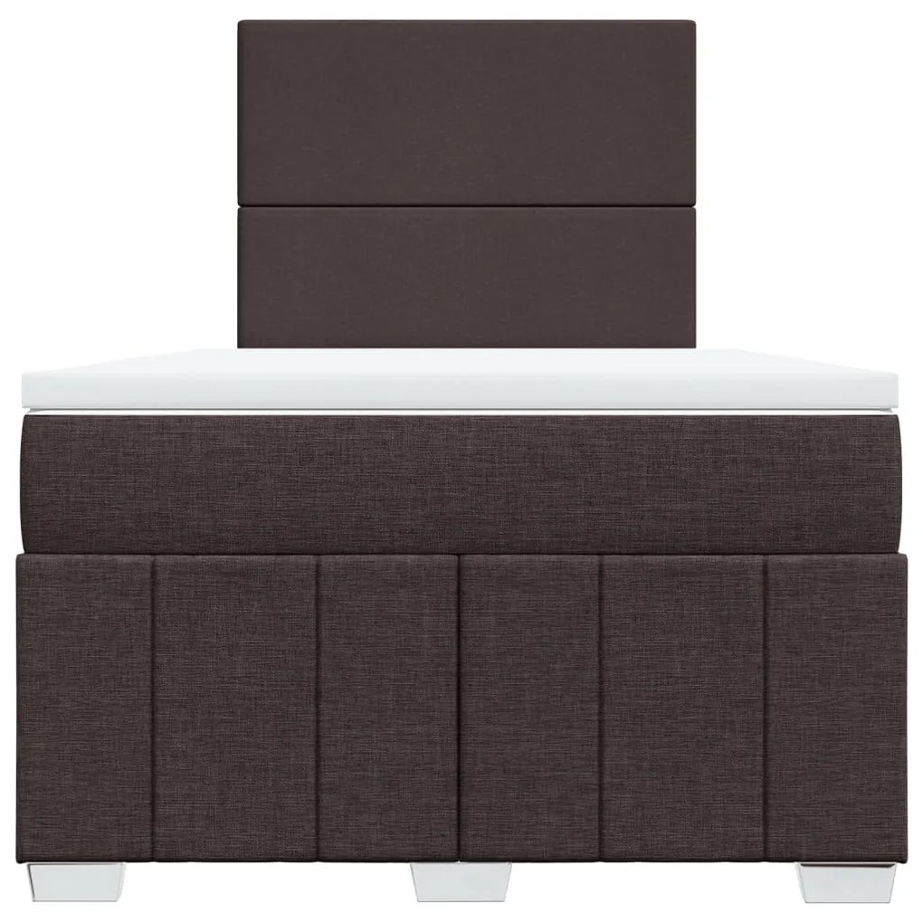 Cama boxspring com colchão 120x190 cm tecido castanho-escuro