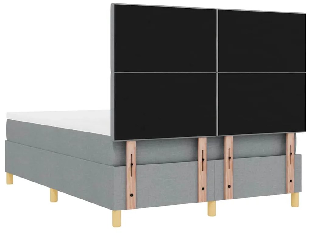 Cama com Estrutura Box Spring e Colchão &amp; Luz LED Cinzento Claro 140x2