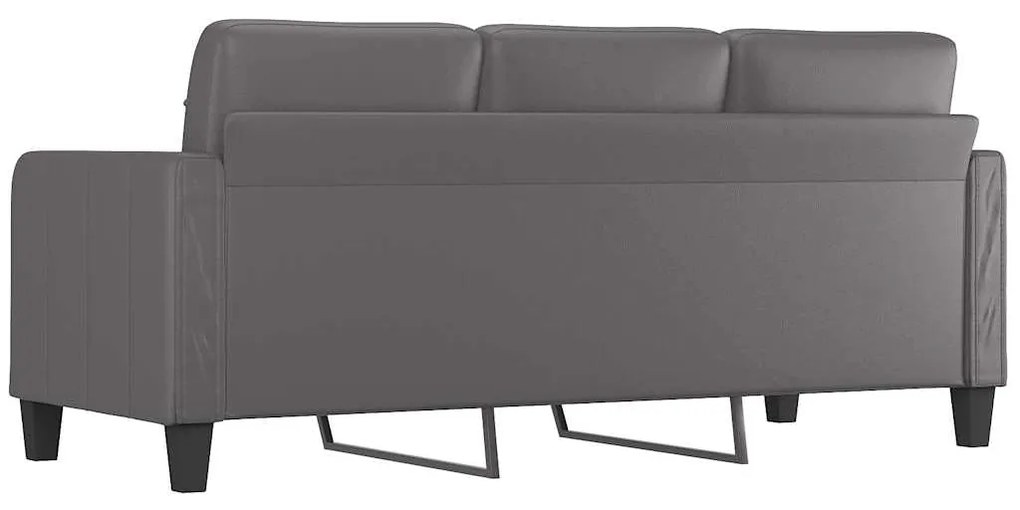 Sofá de 3 lugares 180 cm couro artificial cinza