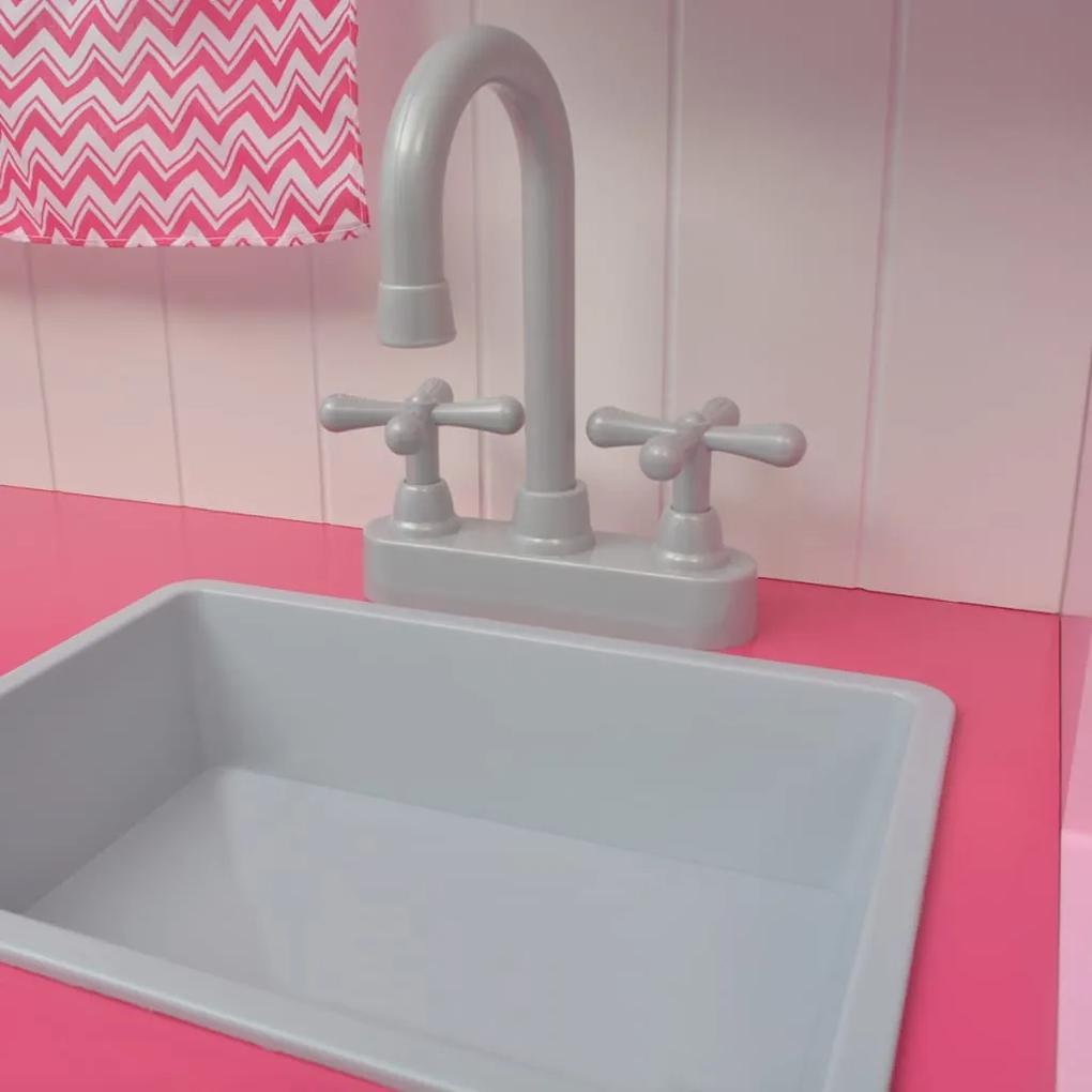 Cozinha de brincar, madeira, 82x30x100cm, rosa e branco