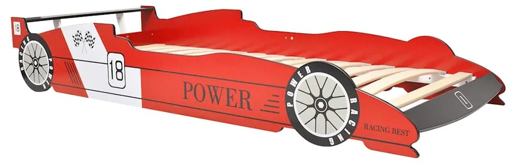 Cama carro de corrida LED para crianças 90x200 cm vermelho