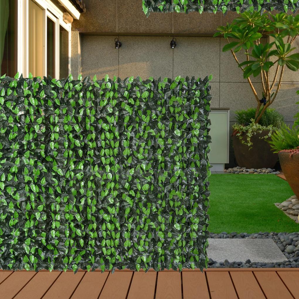 Vedação Artificial em Rolo 3x1m Vedação de Privacidade para Balcão Jardim Exterior Planta Decorativa de Parede PE Verde