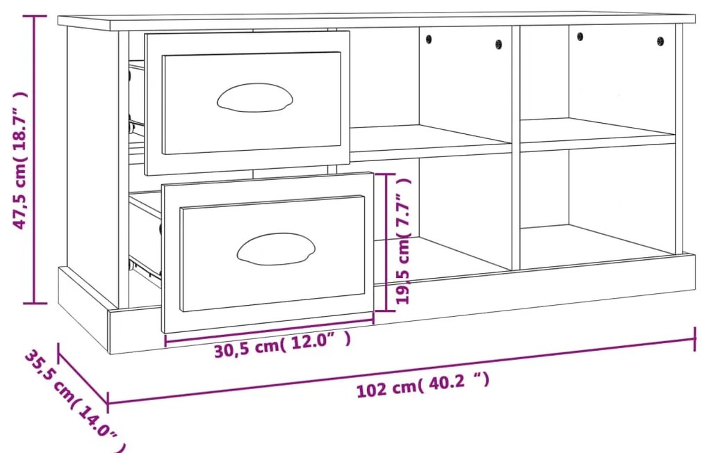 Móvel de TV 102x35,5x47,5 cm derivados de madeira preto