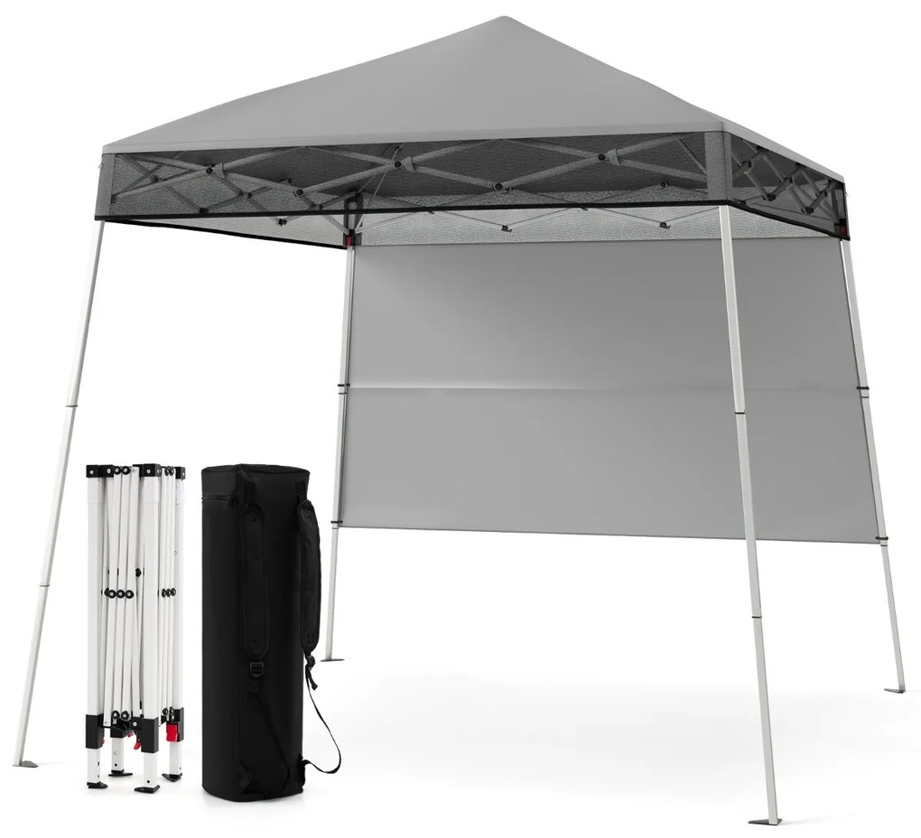 Tenda dobrável Pop UP 182 x 182 cm com 1 parede lateral Jardim, Feiras, Eventos com Saco Cinzenta