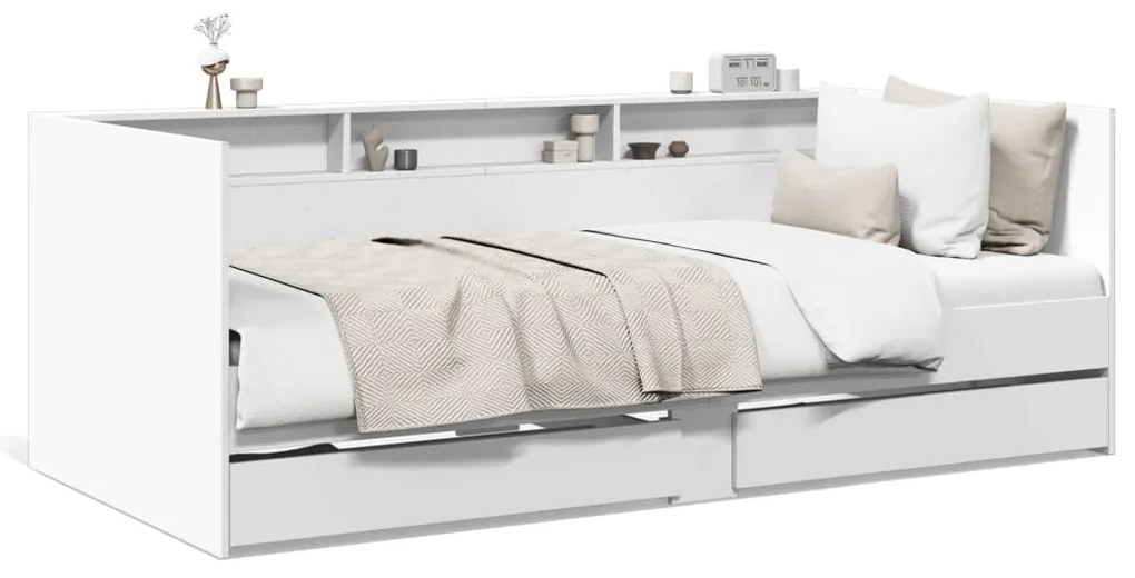 vidaXL Sofá-cama com gavetas sem colchão 75x190 cm branco
