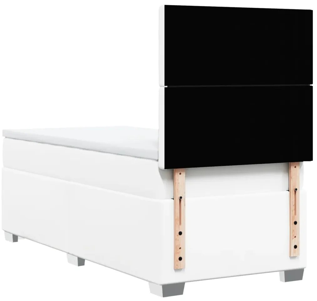 Cama com molas/colchão 100x200 cm couro artificial branco