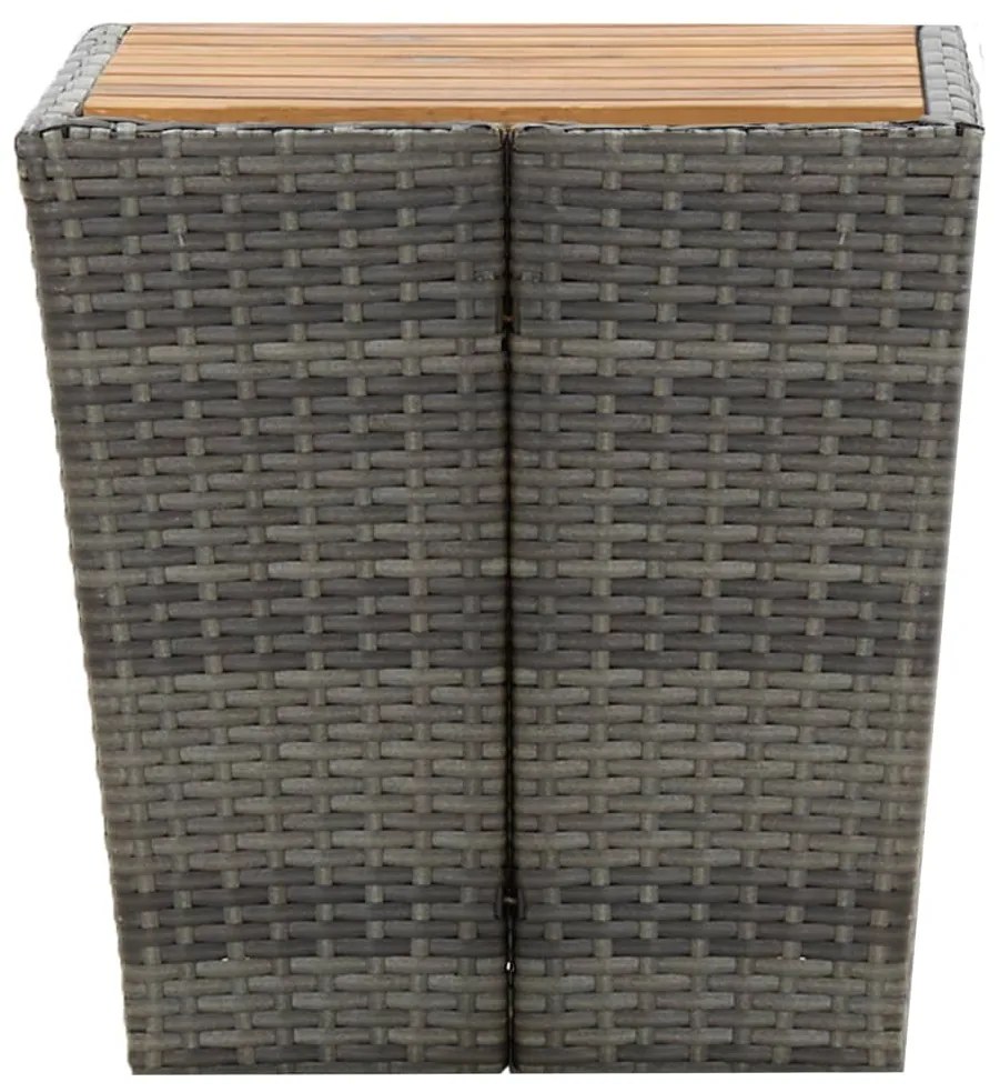 Mesa de chá 41,5x41,5x43 cm vime PE e acácia maciça cinzento