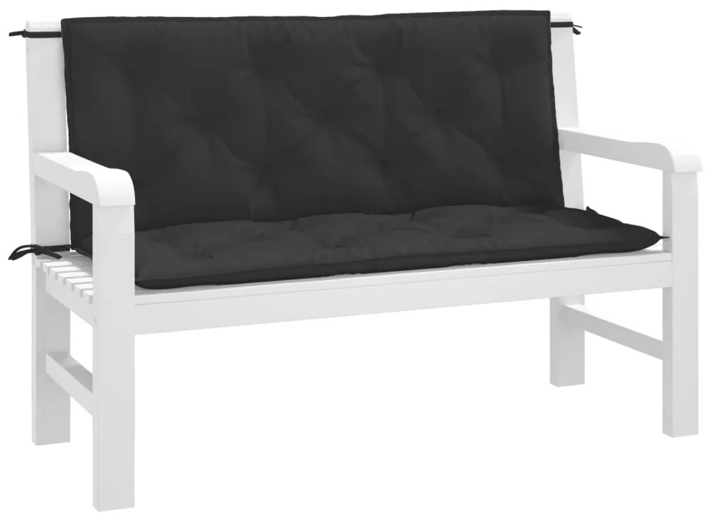 Almofadões banco jardim 2 pcs 120x50x7cm tecido oxford preto
