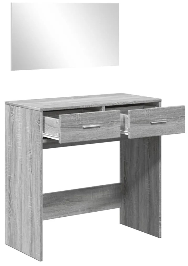 Toucador com espelho 80x39x80 cm cor cinzento sonoma