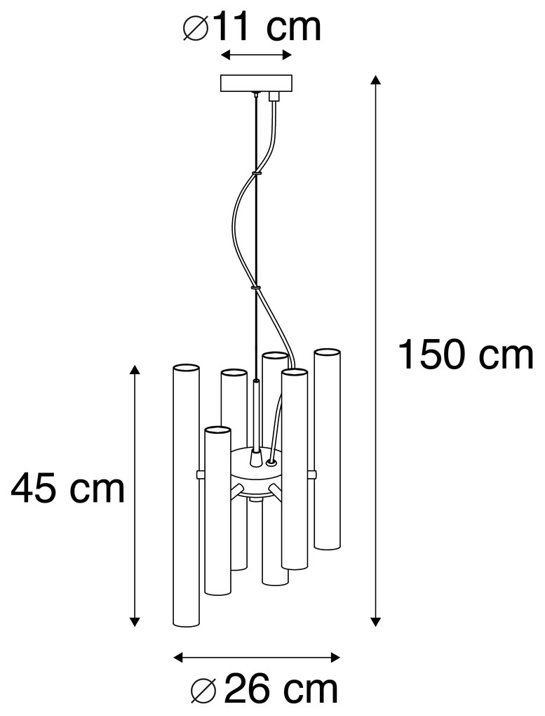 Candeeiro de suspensão Art Déco preto 12 luzes - Tubi Art Deco