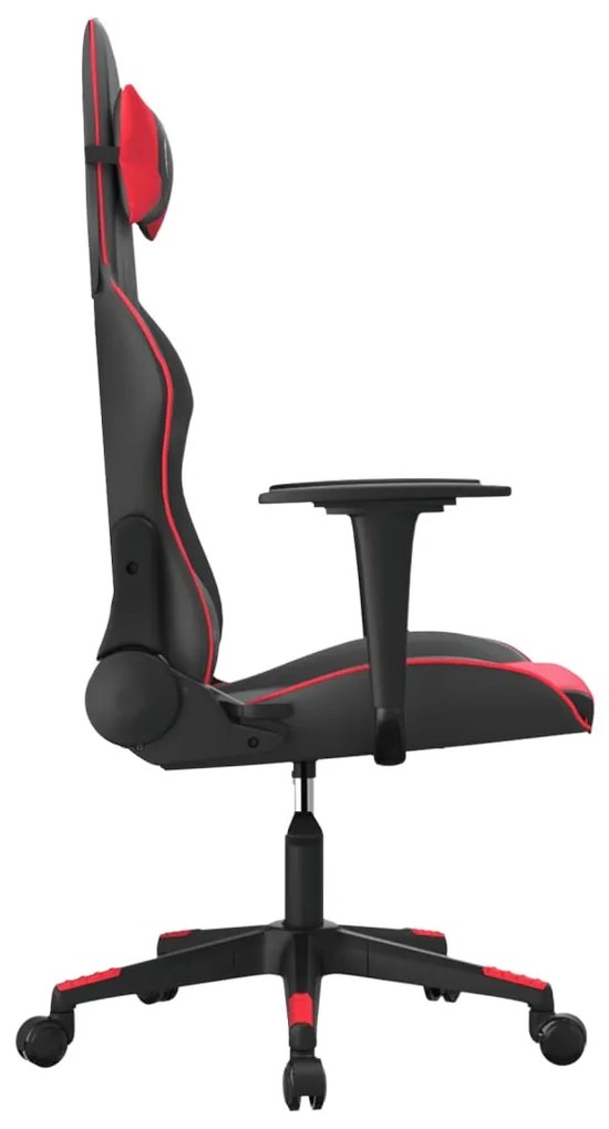 Cadeira gaming massagens couro artificial preto e vermelho