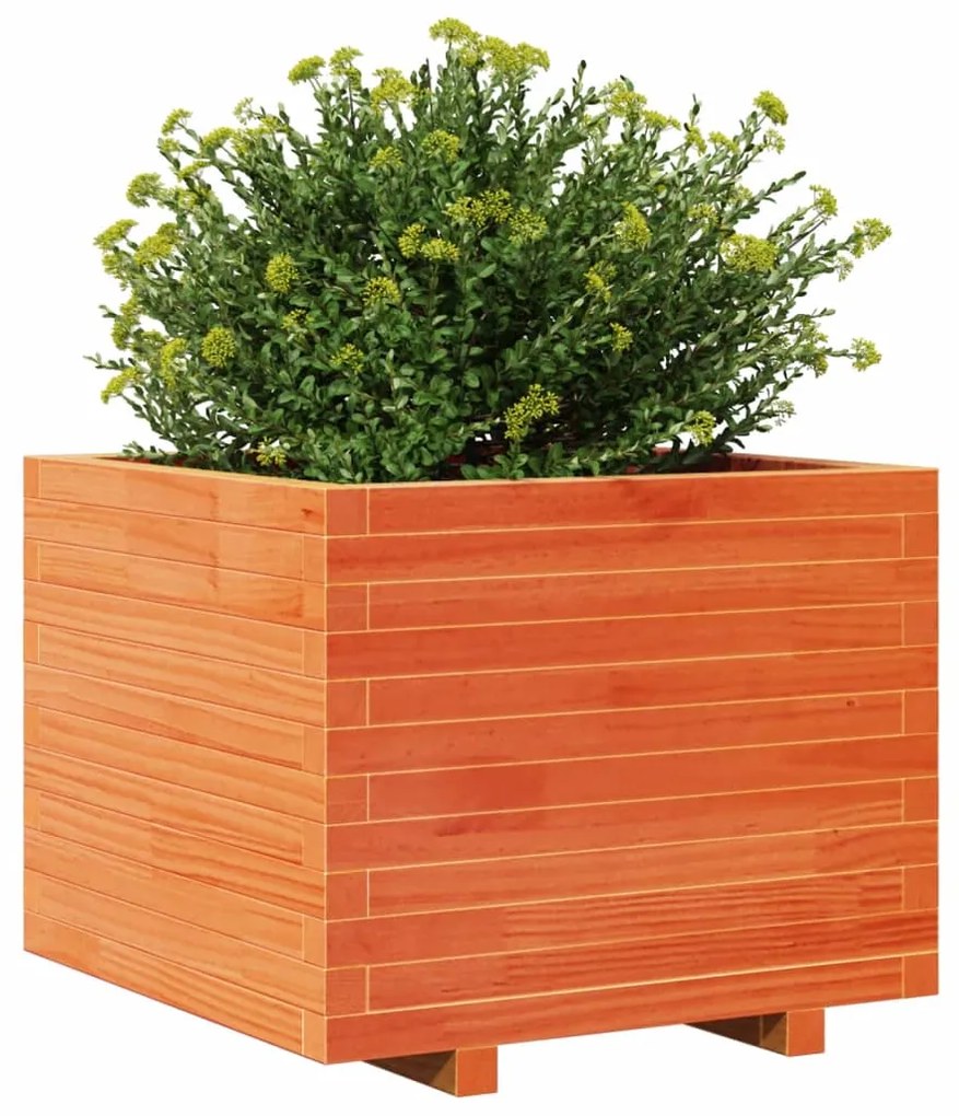 Vaso/floreira de jardim 60x60x49,5cm pinho maciço castanho mel