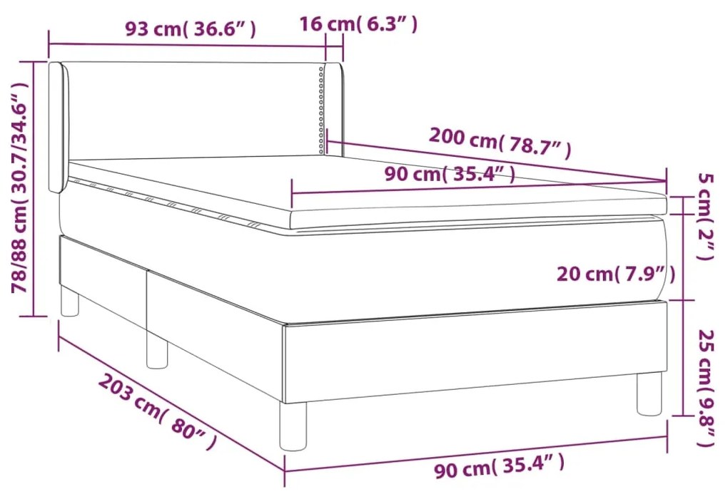 Cama com molas/colchão 90x200 cm couro artificial branco